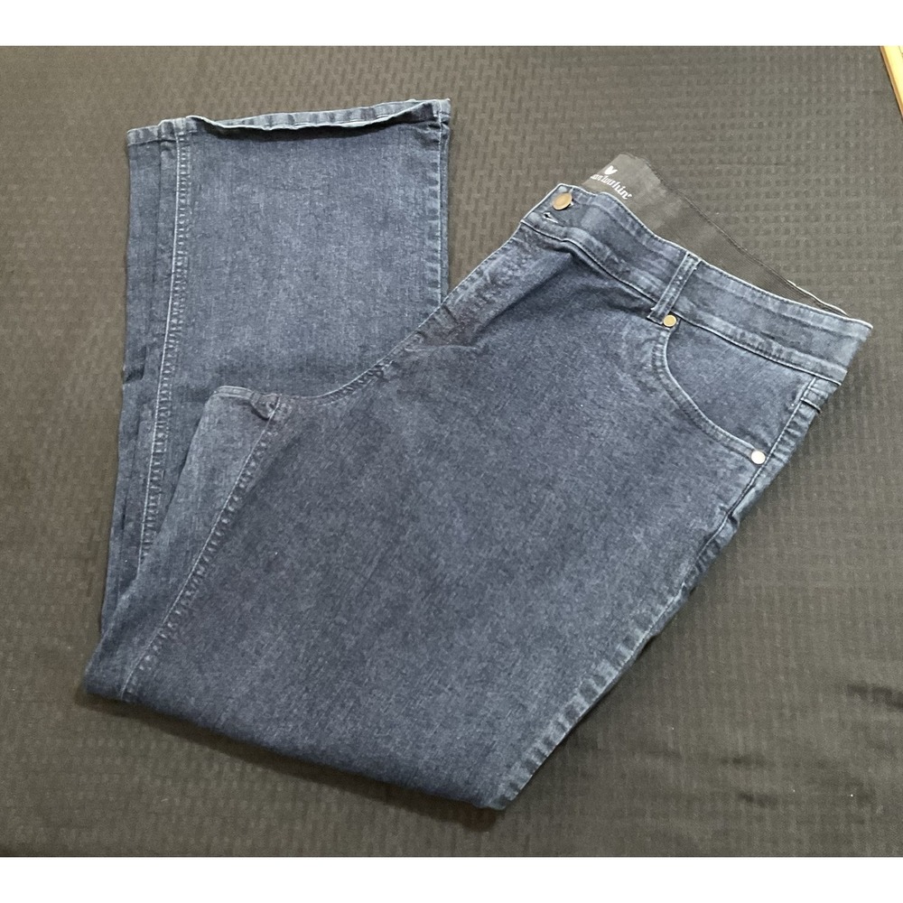 Woman Within Straight Jeans Womens 22W Blue Dark Wash High Rise Stretch 44x30 - Picture 1 of 10